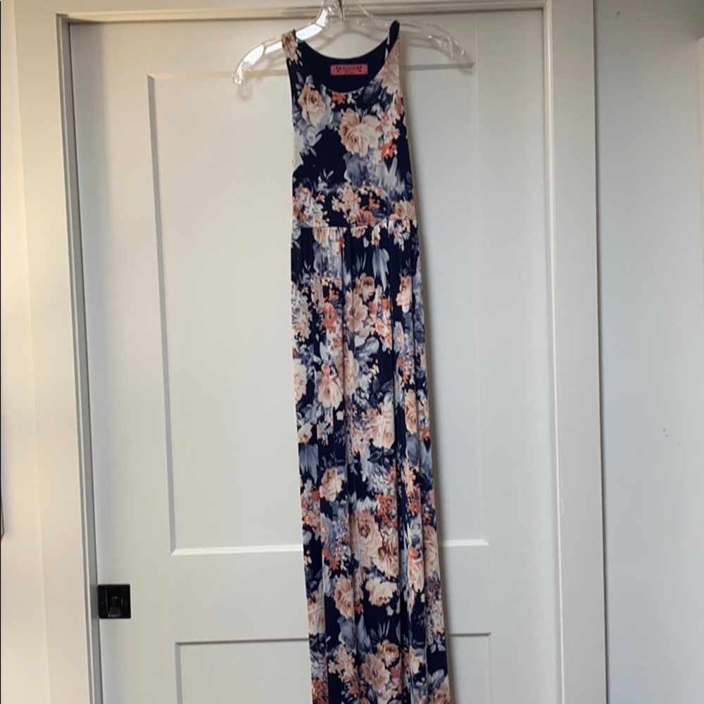 Blue and Pink Maxi Dress
